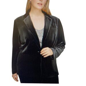 CALVIN KLEIN PLUS SIZE VELVET PEAK-LAPEL SI One Button BLACK 22W NWT